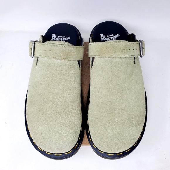 Dr‎ Martens Shoes Mens 11 Zebzag Mule Green Suede Strap Chunky Platform Shoes